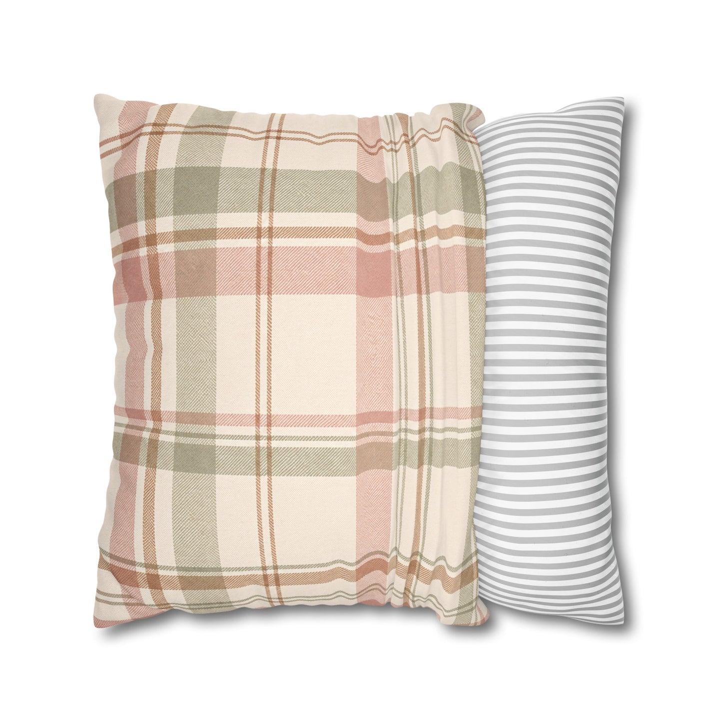 Blush Green Plaid Throw Pillowcase
