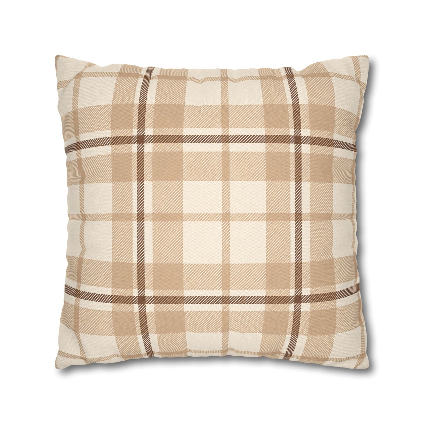 Beige Plaid Throw Pillowcase
