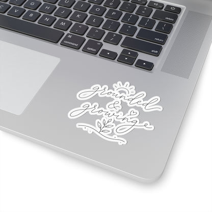 grounded & growing sticker | script plant decal, laptop waterproof kiss-cut