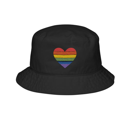 Embroidered Pride Heart Bucket Hat