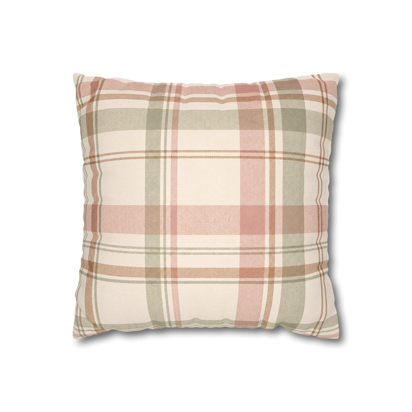 Blush Green Plaid Throw Pillowcase