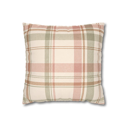 Blush Green Plaid Throw Pillowcase