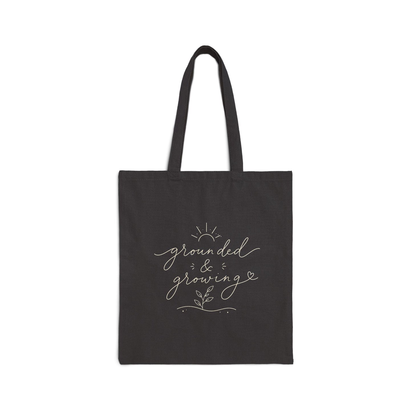 grounded & growing Tote Bag | Script Plant Illustration, Eco Canvas