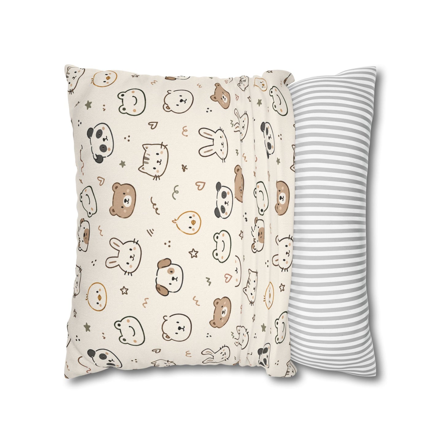 Kawaii Animal Faces Throw Pillowcase