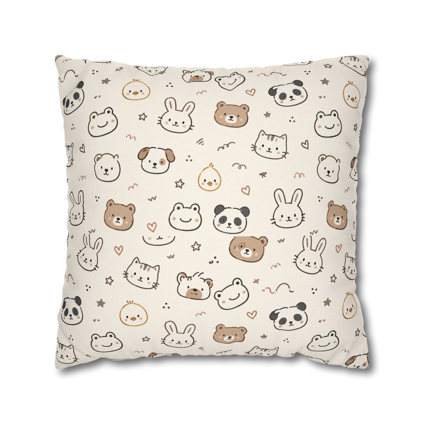 Kawaii Animal Faces Throw Pillowcase