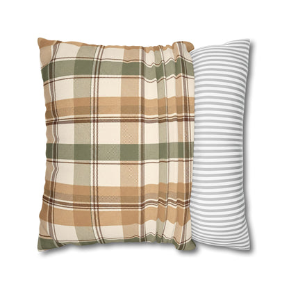 Neutral Plaid Throw Pillowcase