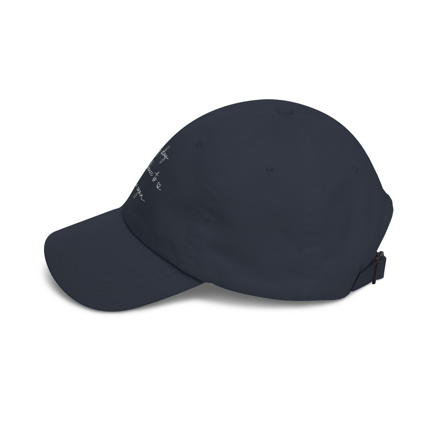 handwritten script phrase Dad Cap | embroidered baseball hat
