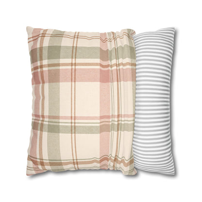 Blush Green Plaid Throw Pillowcase