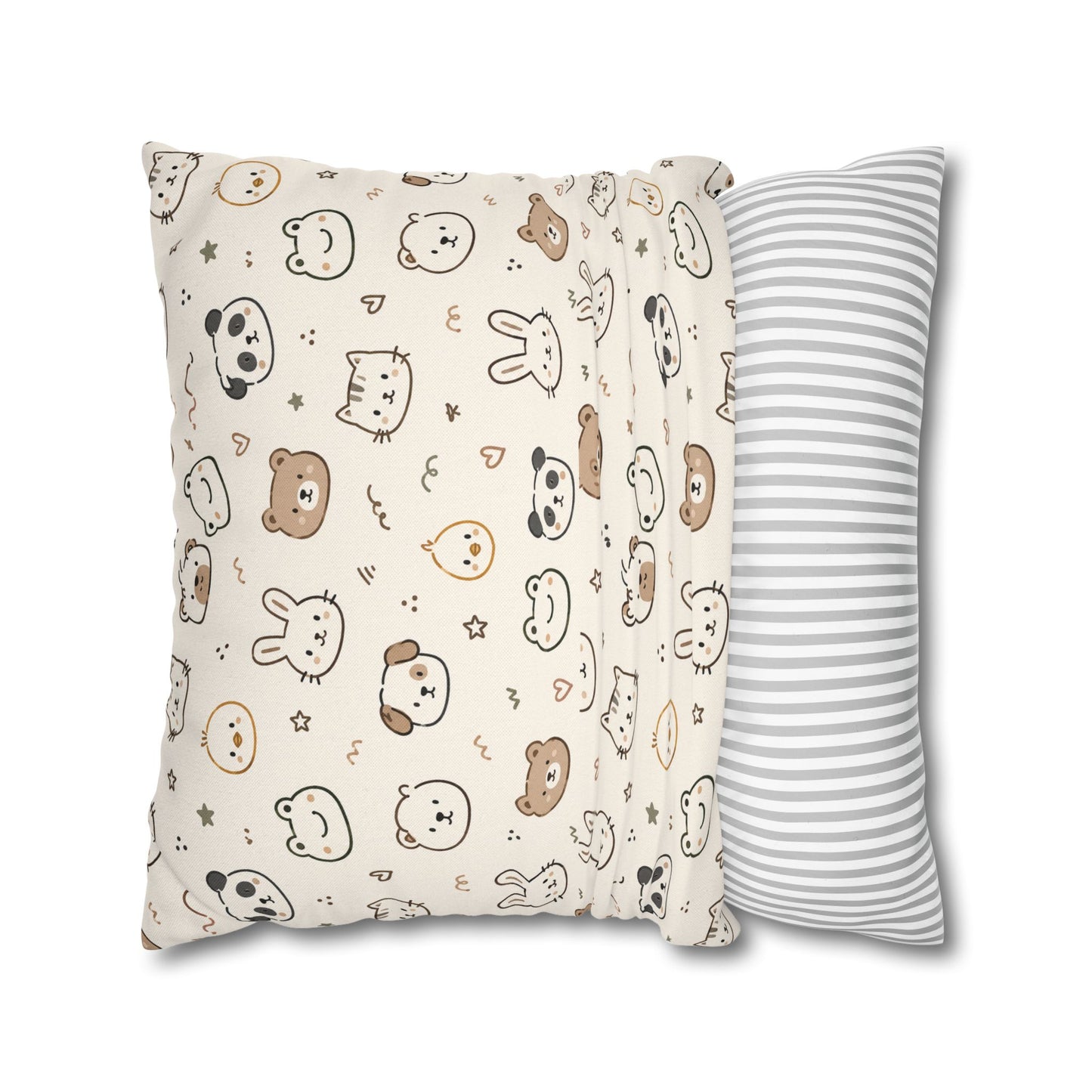 Kawaii Animal Faces Throw Pillowcase