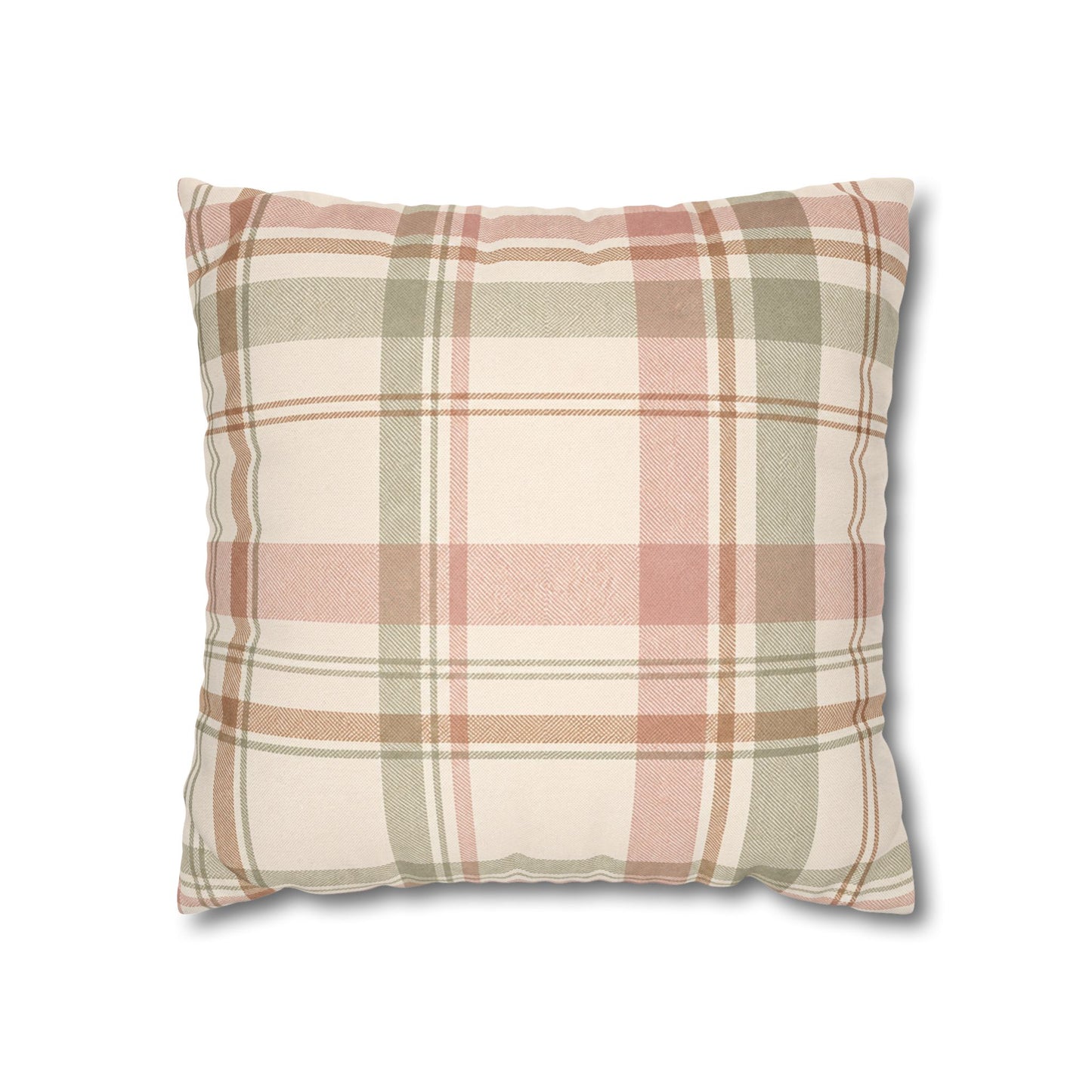 Blush Green Plaid Throw Pillowcase