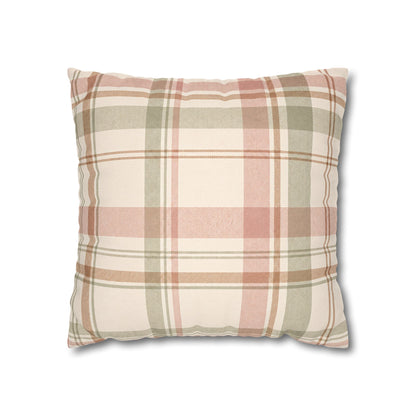 Blush Green Plaid Throw Pillowcase