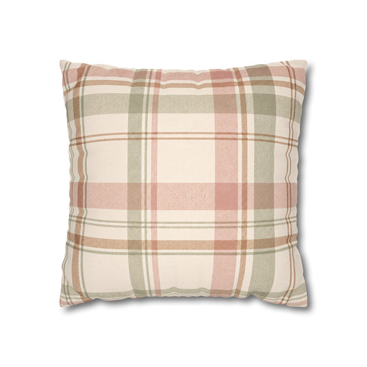 Blush Green Plaid Throw Pillowcase