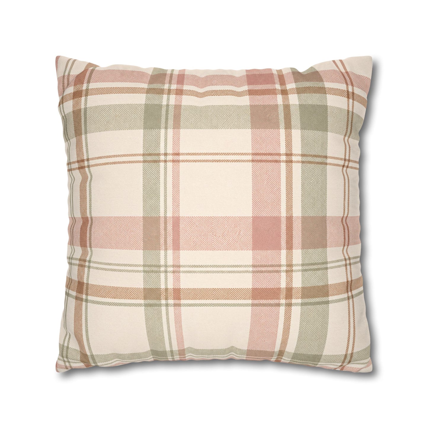 Blush Green Plaid Throw Pillowcase
