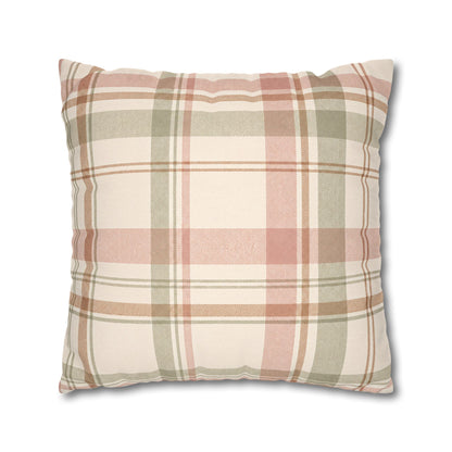 Blush Green Plaid Throw Pillowcase