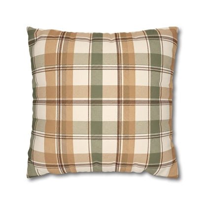 Neutral Plaid Throw Pillowcase