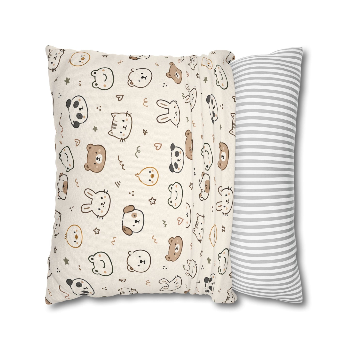 Kawaii Animal Faces Throw Pillowcase