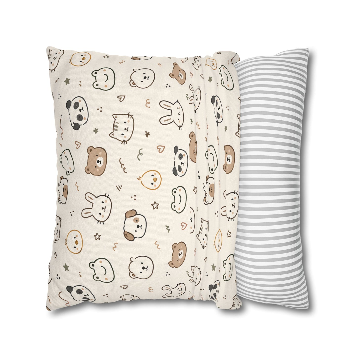 Kawaii Animal Faces Throw Pillowcase