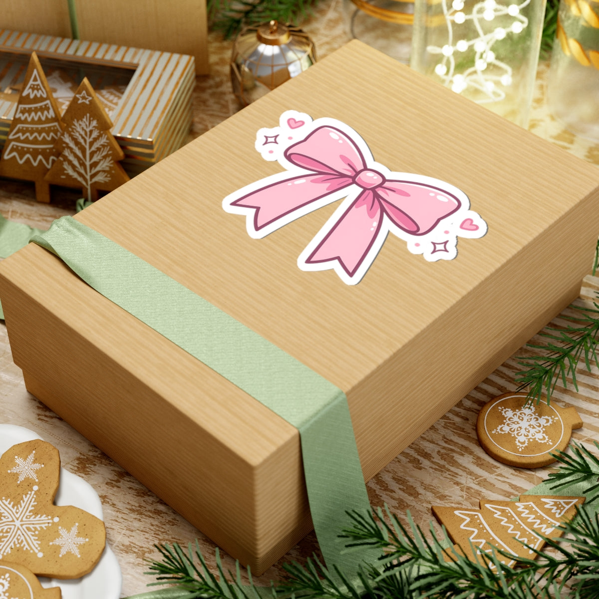 Pink Bow Kiss-Cut Sticker