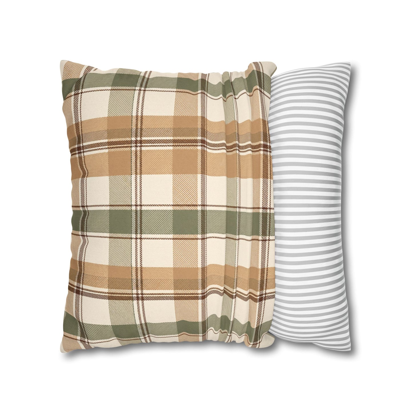 Neutral Plaid Throw Pillowcase