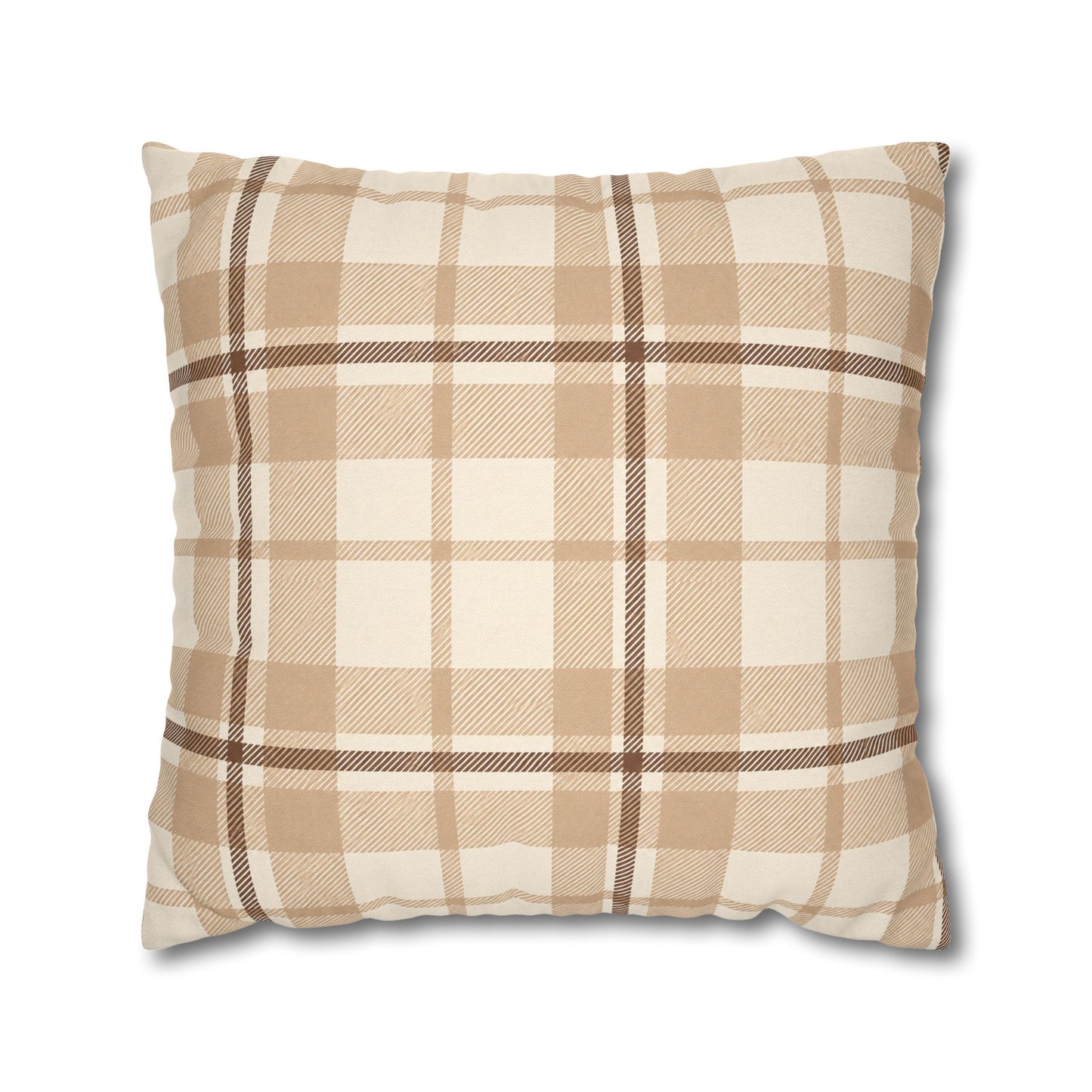 Beige Plaid Throw Pillowcase