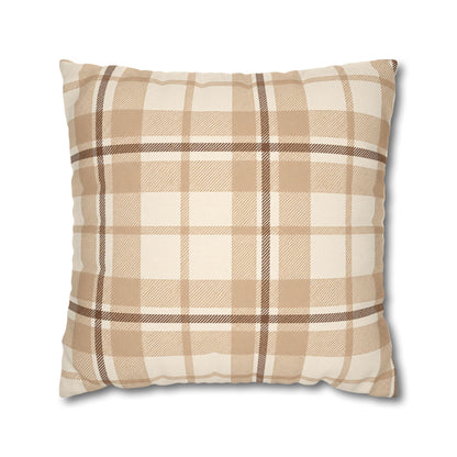 Beige Plaid Throw Pillowcase
