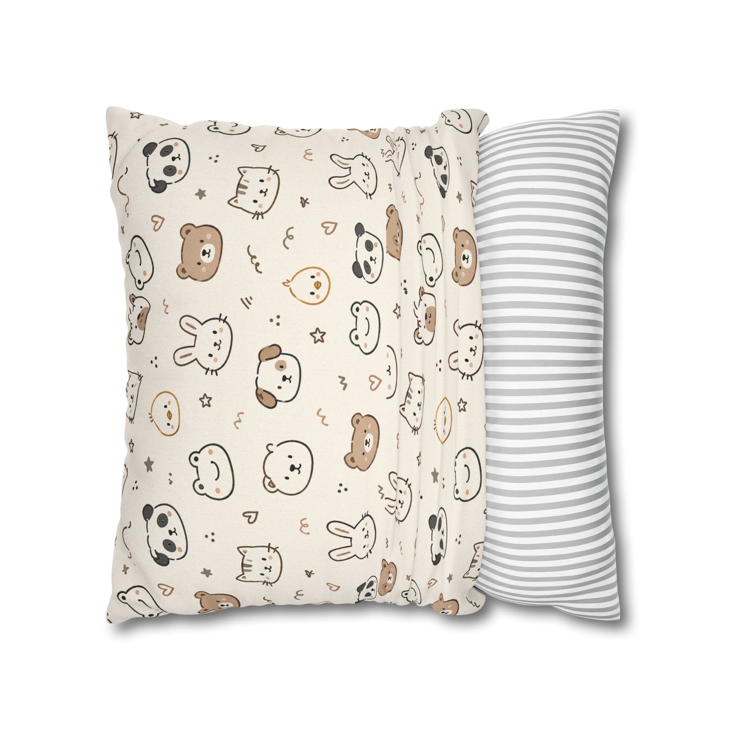 Kawaii Animal Faces Throw Pillowcase