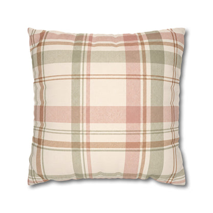 Blush Green Plaid Throw Pillowcase