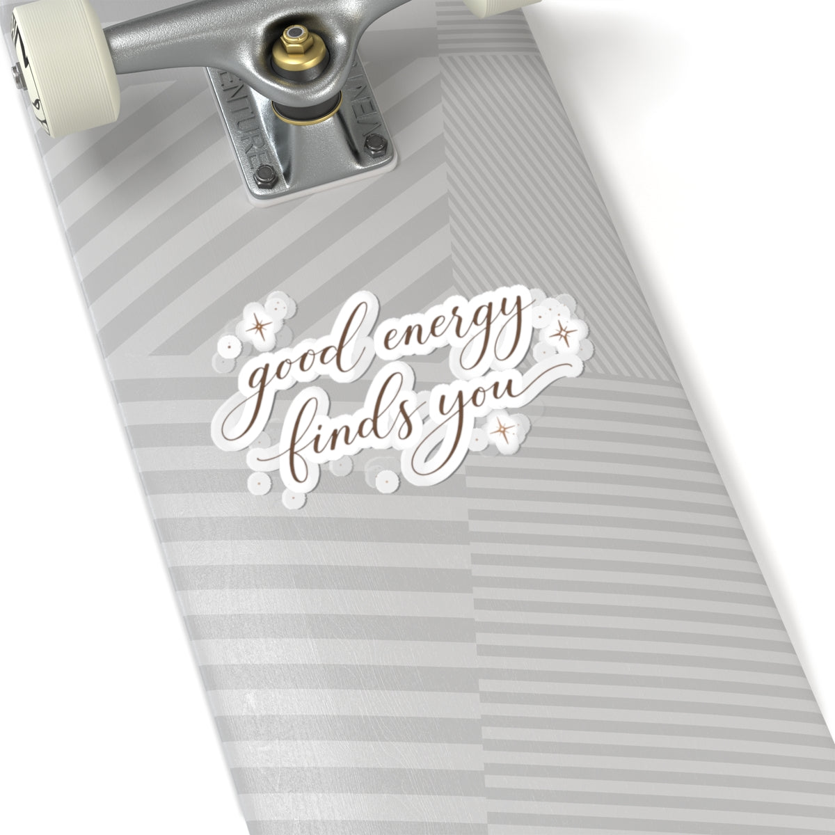 good energy finds you Kiss-Cut Stickers | Script mantra sticker, sparkle accents