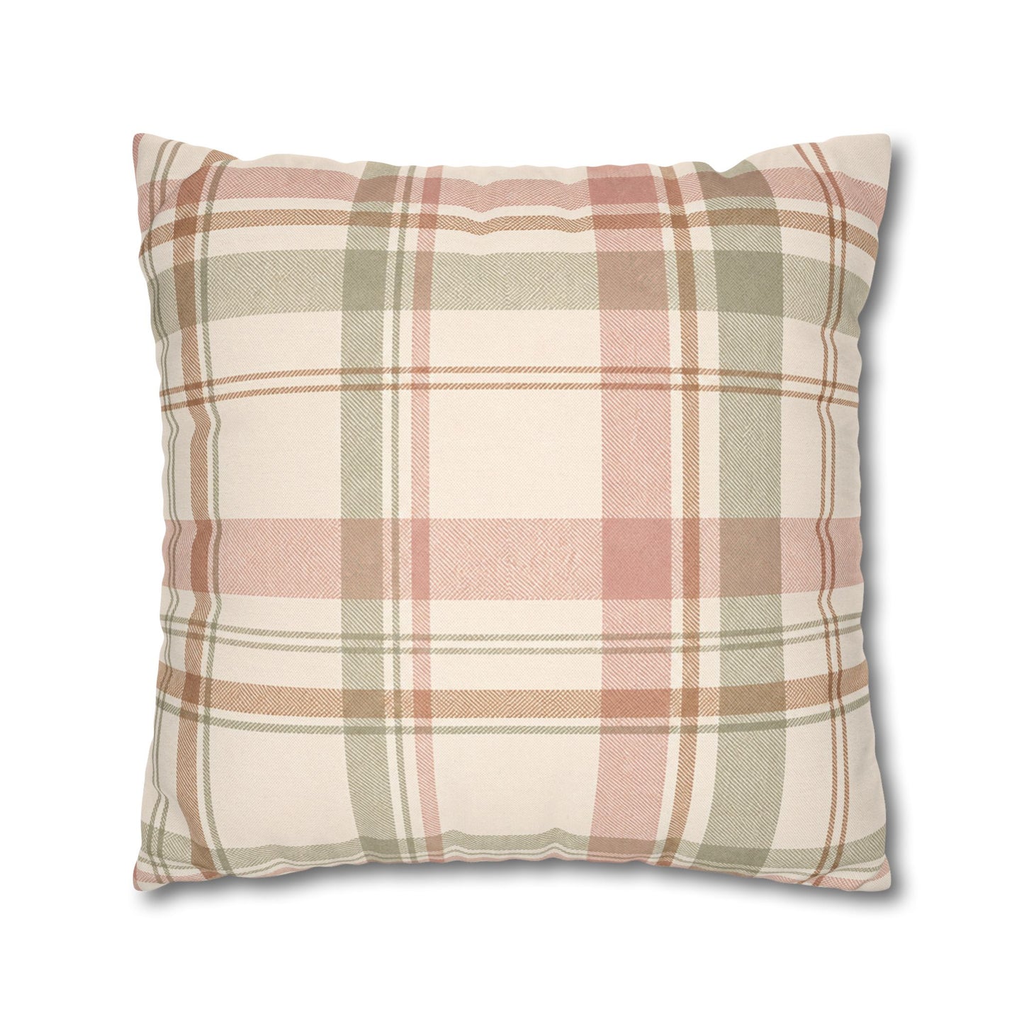 Blush Green Plaid Throw Pillowcase