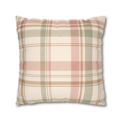 Blush Green Plaid Throw Pillowcase