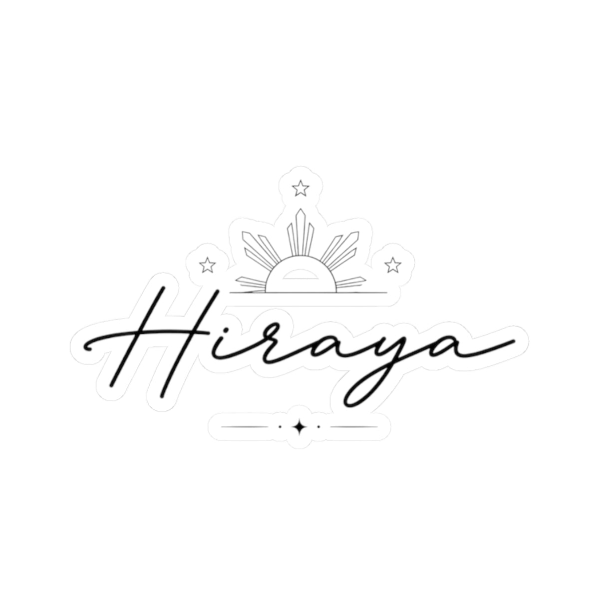 Hiraya script logo Kiss-Cut Stickers | sun rays decal