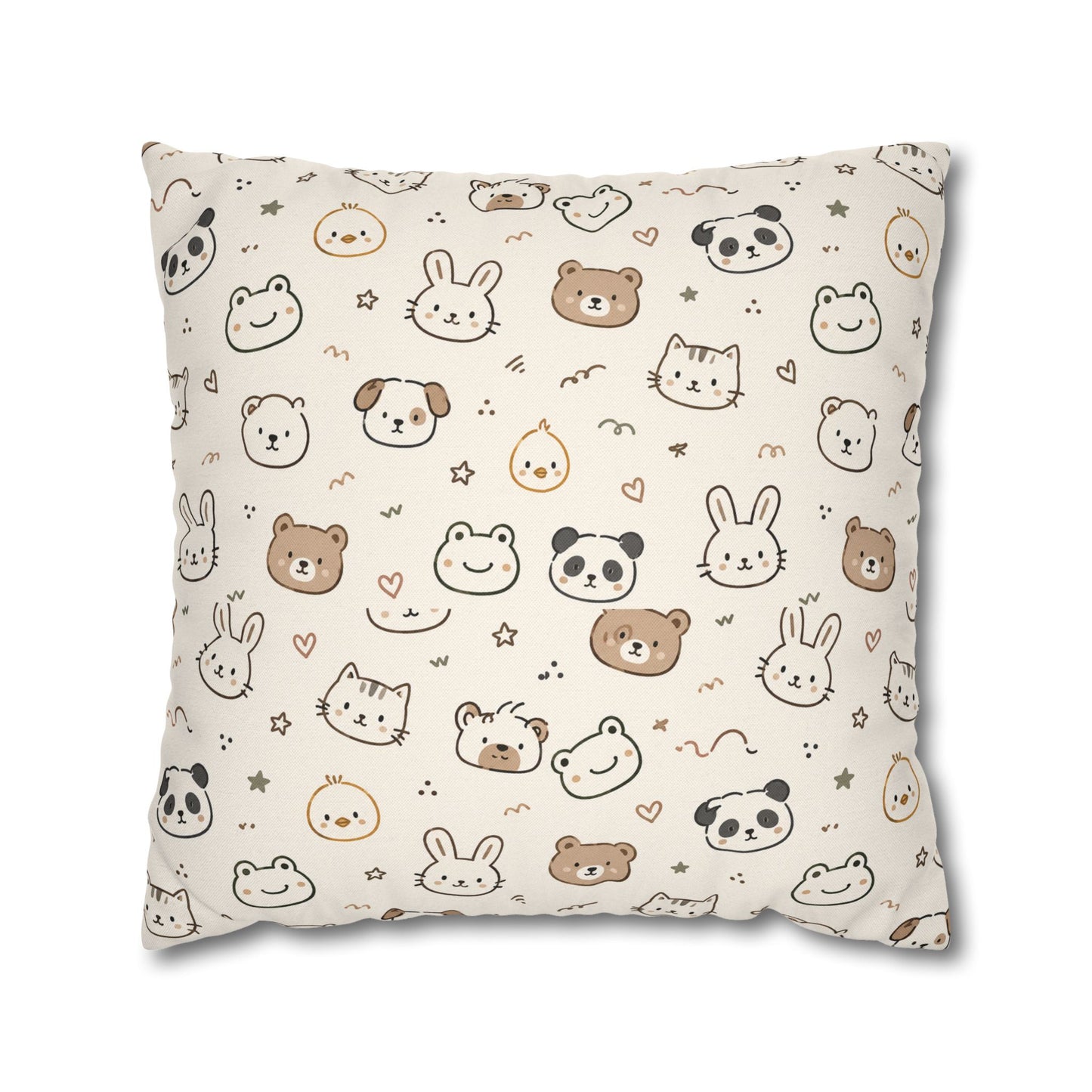 Kawaii Animal Faces Throw Pillowcase