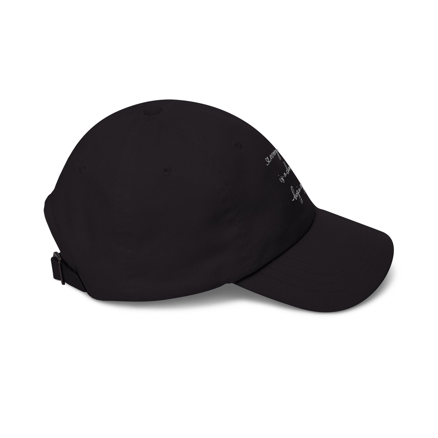 handwritten script phrase Dad Cap | embroidered baseball hat
