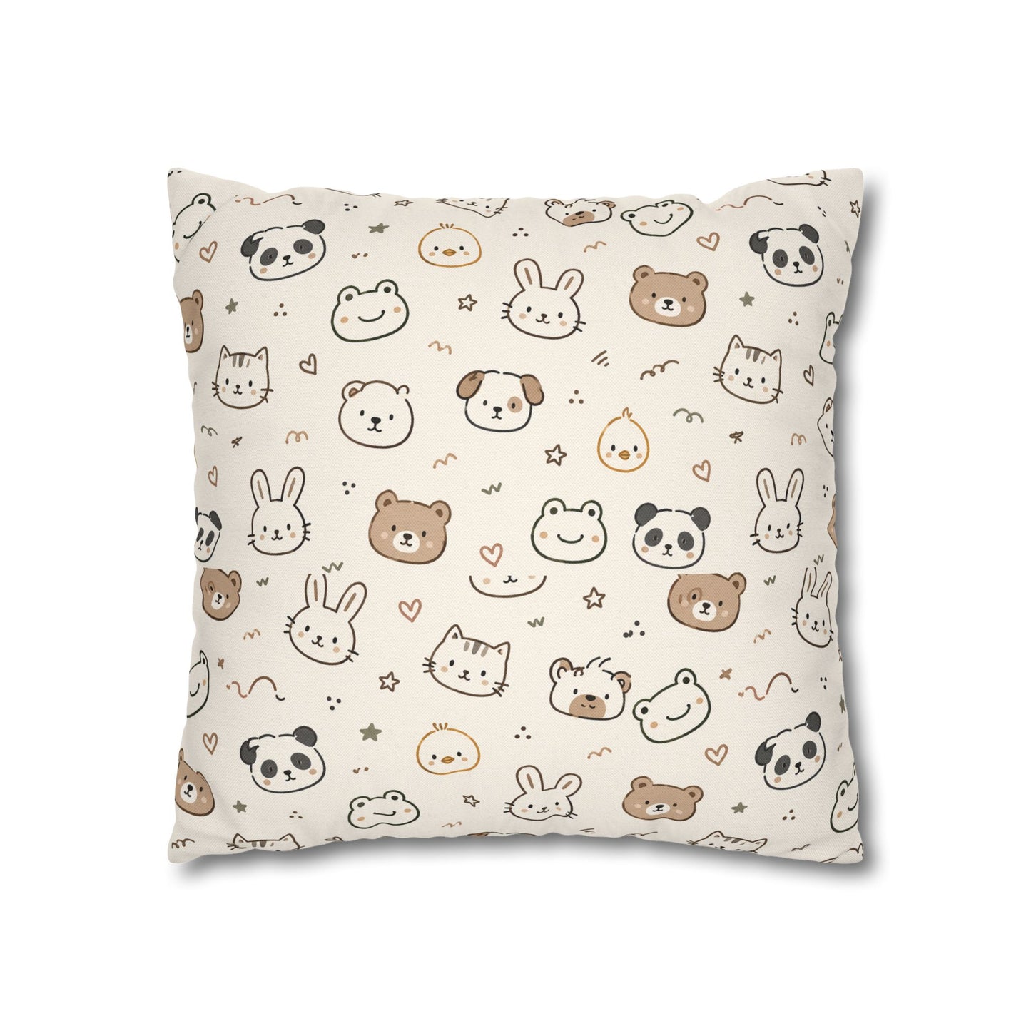Kawaii Animal Faces Throw Pillowcase