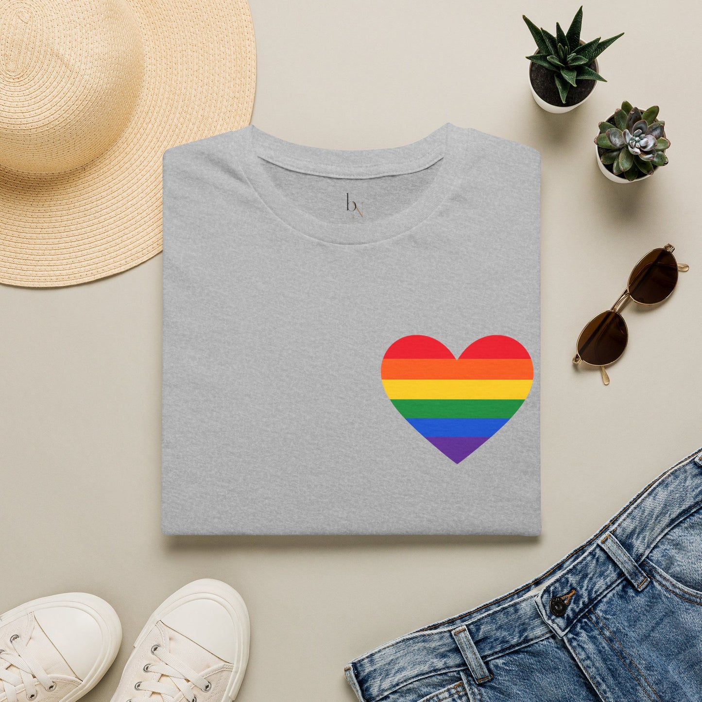 Rainbow Pride Heart T-Shirt | LGBTQ Flag Heart Tee