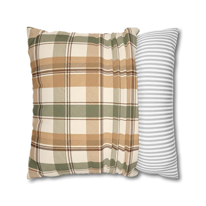 Neutral Plaid Throw Pillowcase