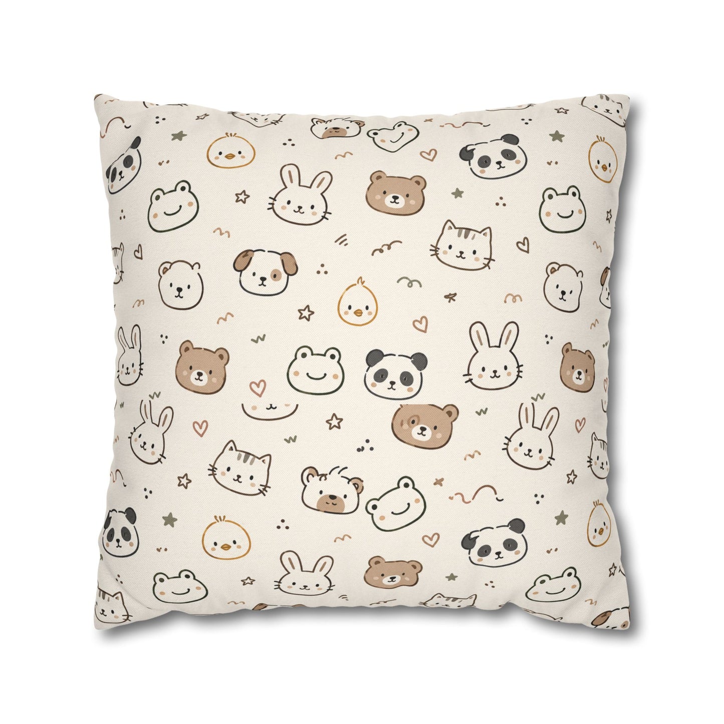 Kawaii Animal Faces Throw Pillowcase
