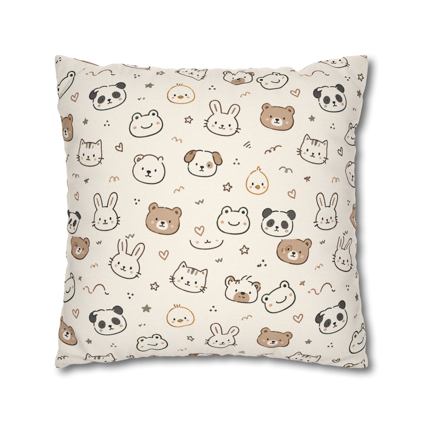 Kawaii Animal Faces Throw Pillowcase