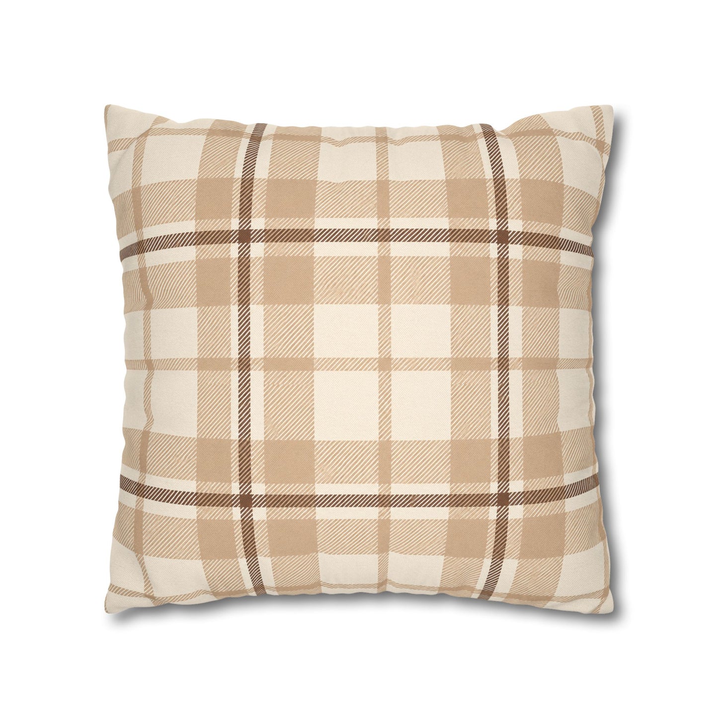 Beige Plaid Throw Pillowcase