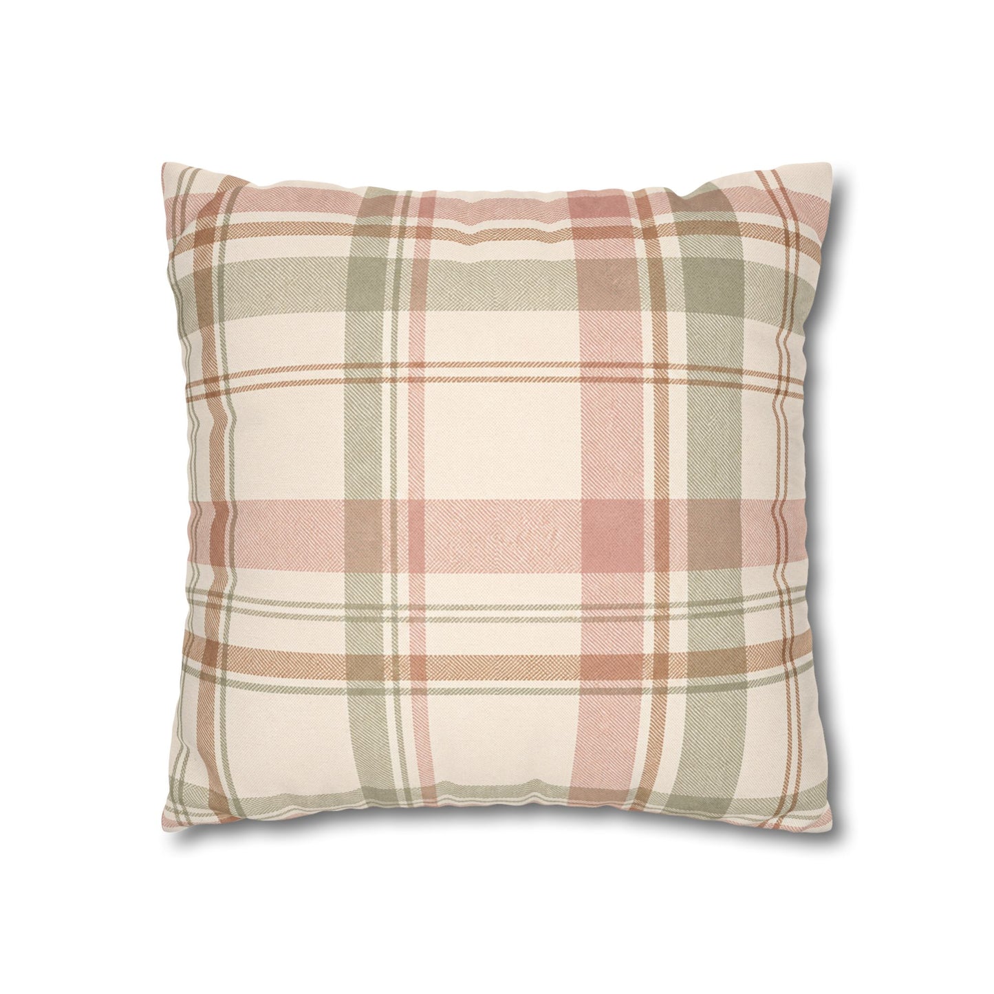 Blush Green Plaid Throw Pillowcase