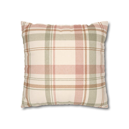 Blush Green Plaid Throw Pillowcase
