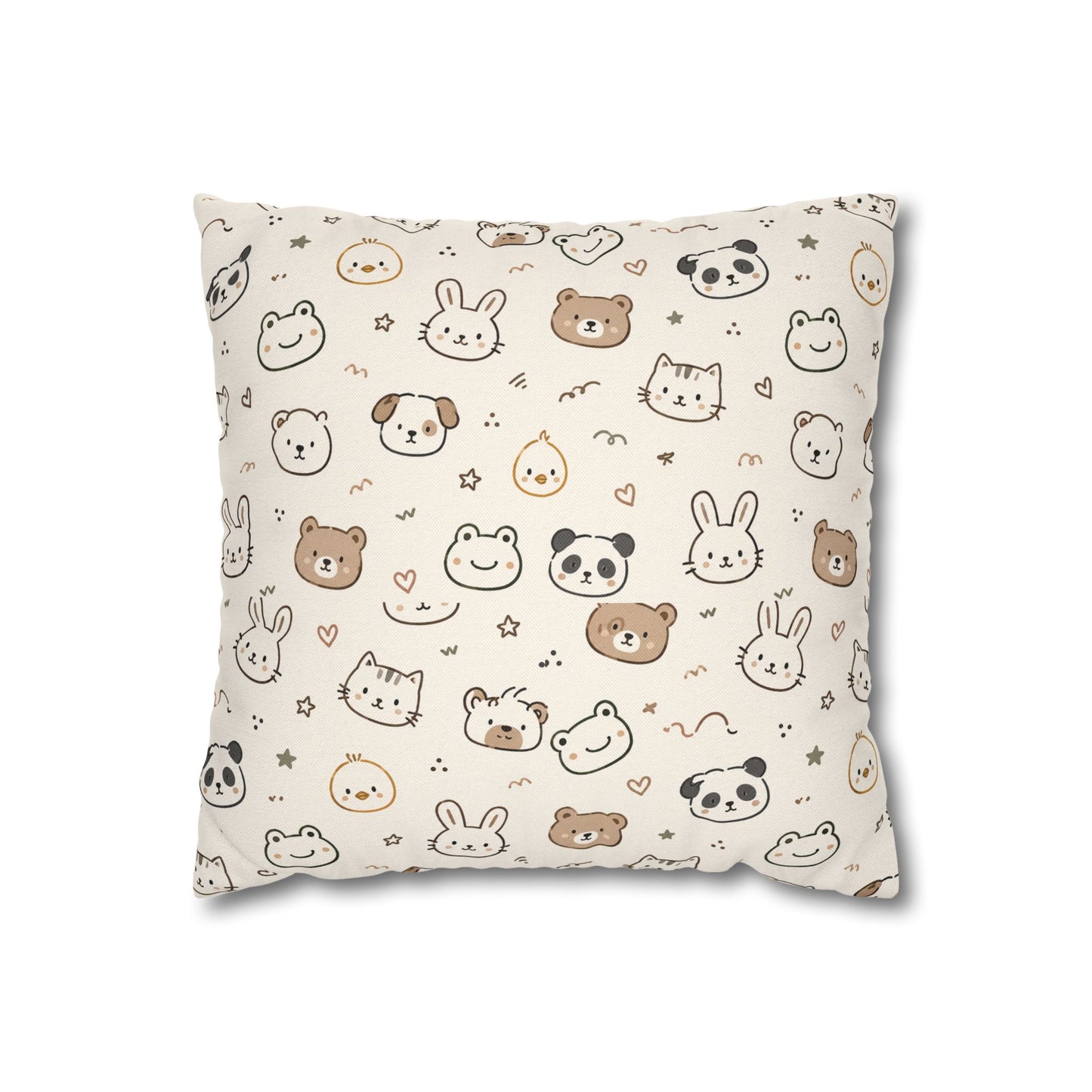 Kawaii Animal Faces Throw Pillowcase