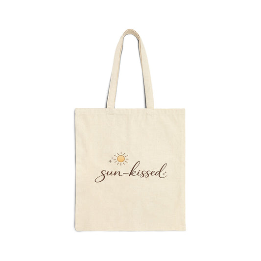 Sun-kissed script tote bag | canvas beach tote, summer sun design