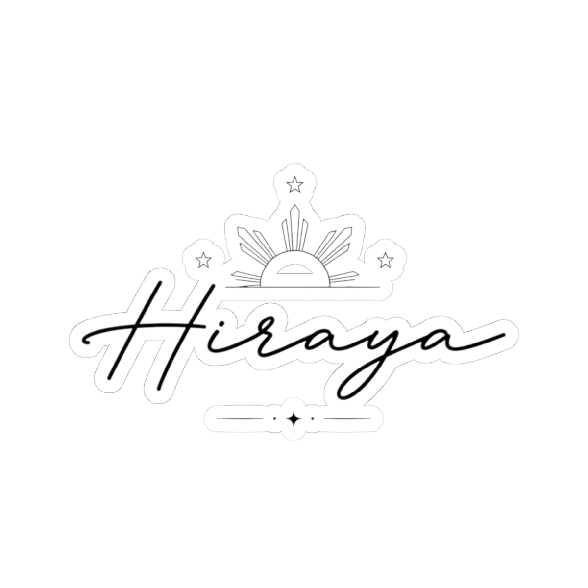 Hiraya script logo Kiss-Cut Stickers | sun rays decal