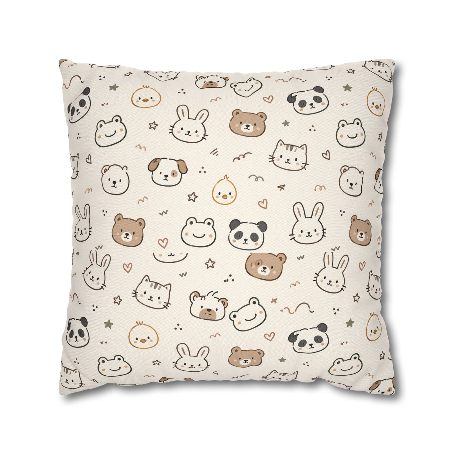 Kawaii Animal Faces Throw Pillowcase