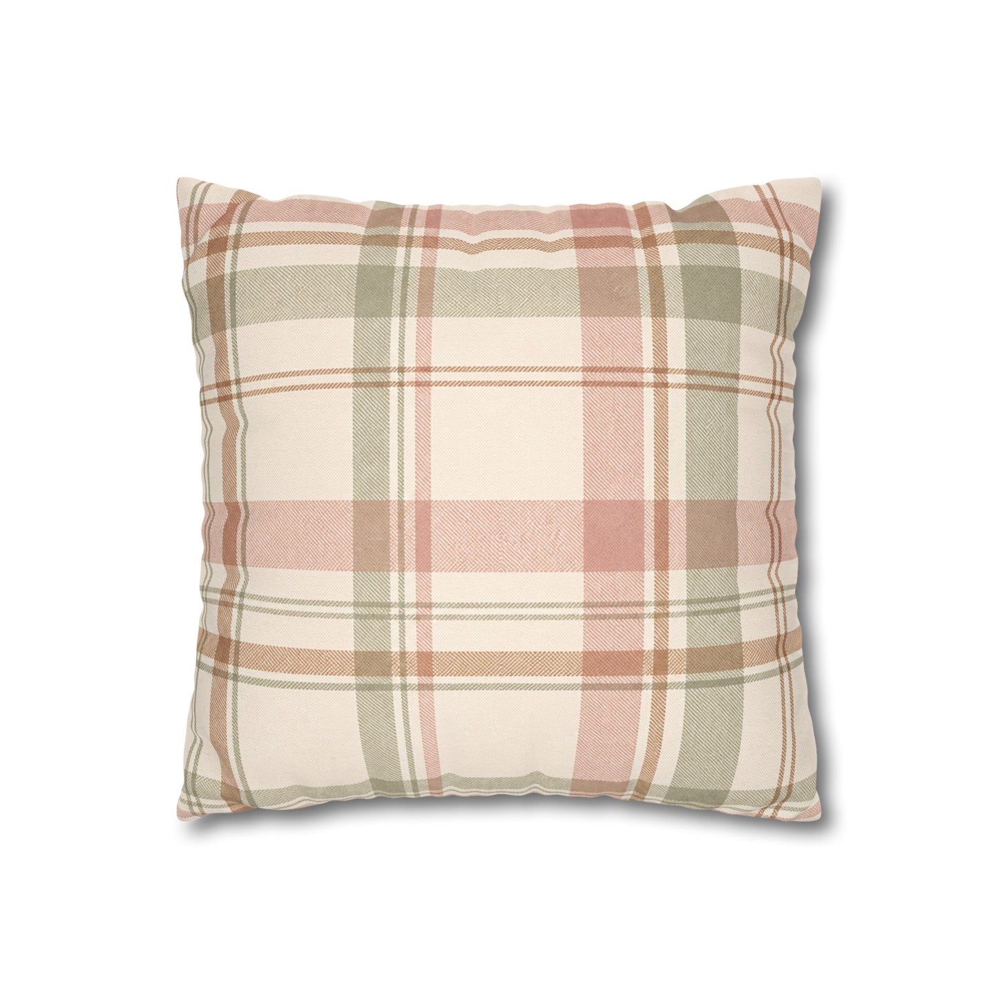 Blush Green Plaid Throw Pillowcase