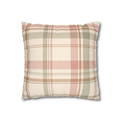 Blush Green Plaid Throw Pillowcase