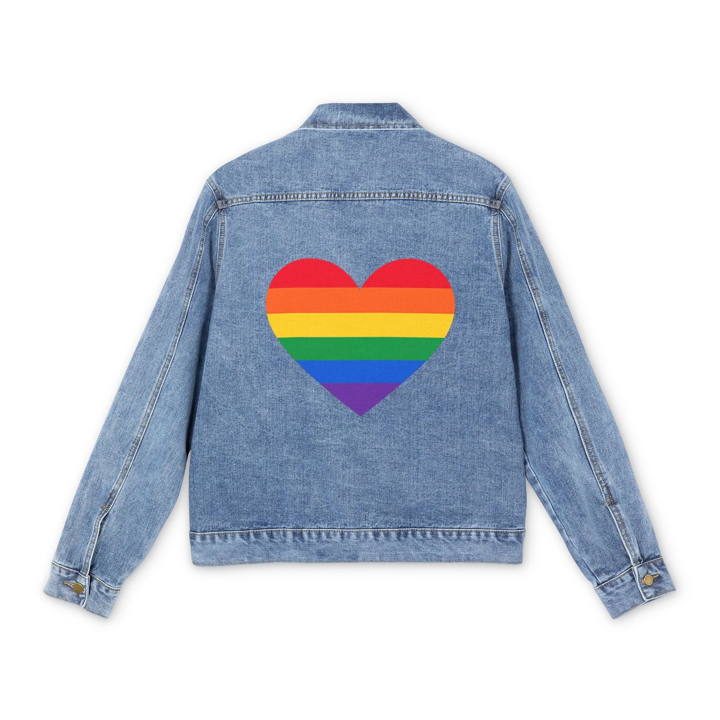 Denim Jacket — Rainbow Pride Heart Back Patch