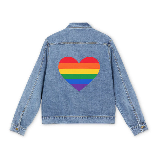 Denim Jacket — Rainbow Pride Heart Back Patch