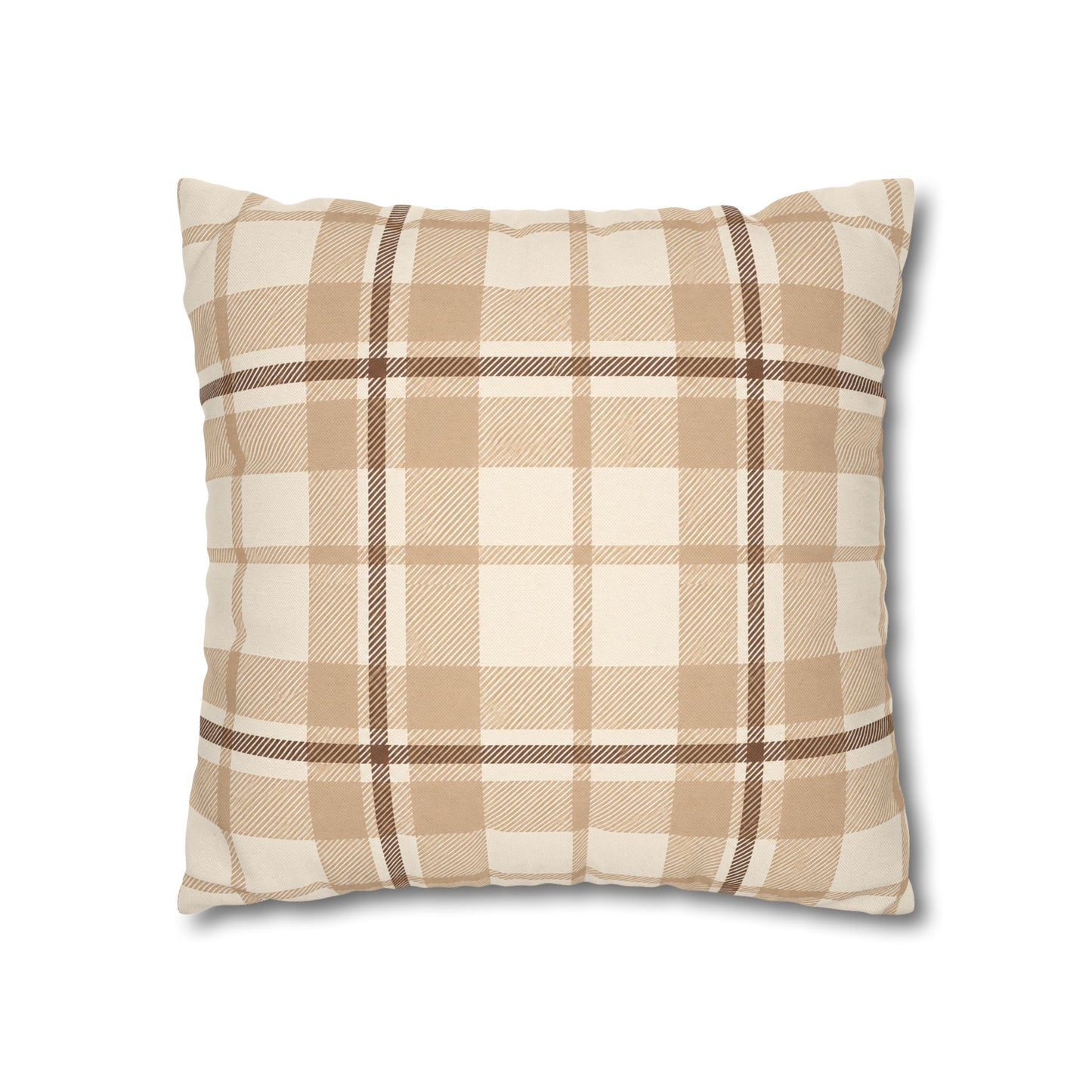 Beige Plaid Throw Pillowcase